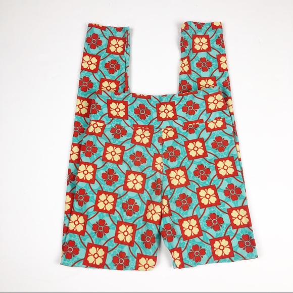 LuLaRoe Tween Blue Orange Yellow Print Leggings - Picture 4 of 9